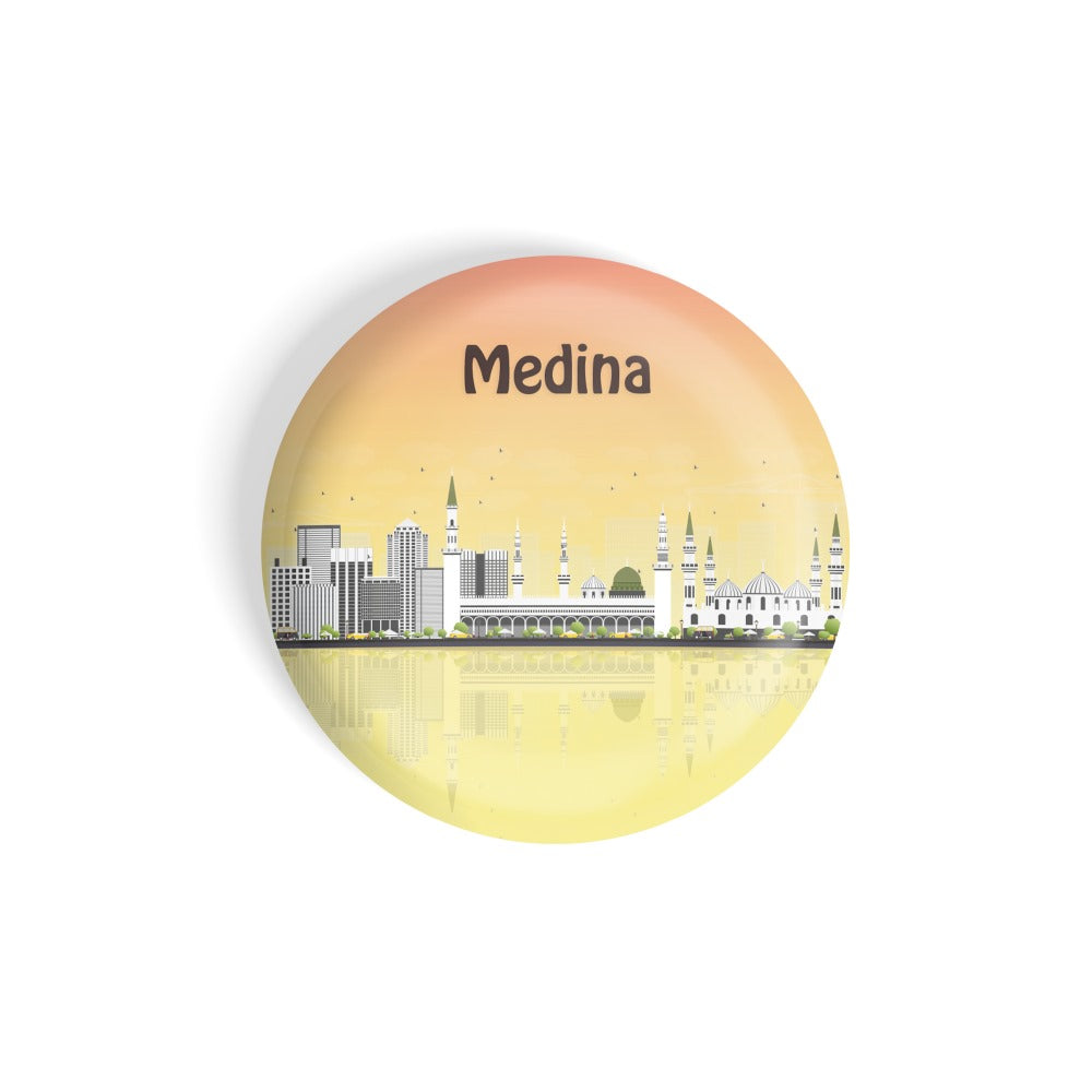 dhcrafts Round Fridge Magnet Multicolour Places Medina City In Saudi Arabia Glossy Finish Design Pack of 1 (75 mm)